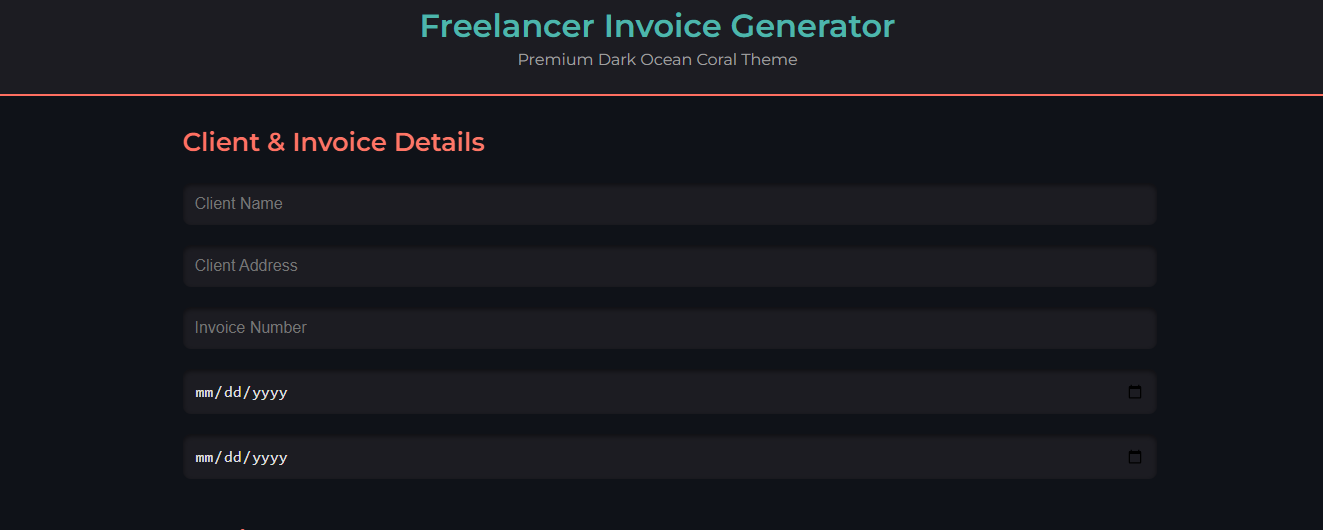 ProInvoice Generator – Freelancer Invoice Tool Preview